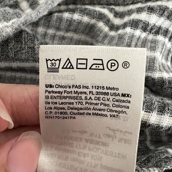 Chico’s Zenergy Cowl Neck Sweater Women’s 3 XL 16/18 Gray White Striped Ribbed - Picture 7 of 15